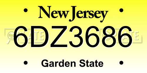 6DZ3686 New Jersey License Plate