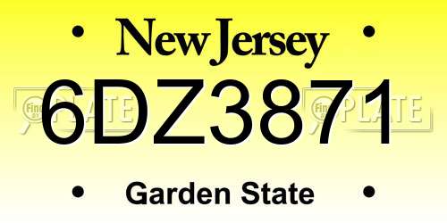 6DZ3871 New Jersey License Plate
