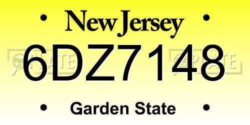 6DZ7148 New Jersey License Plate