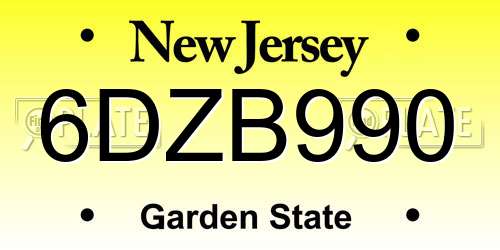 6DZB990 New Jersey License Plate