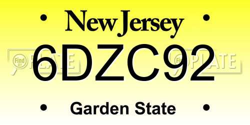 6DZC92 New Jersey License Plate