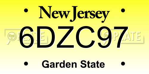 6DZC97 New Jersey License Plate