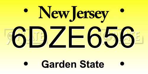 6DZE656 New Jersey License Plate