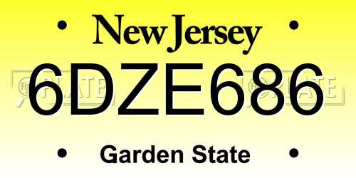 6DZE686 New Jersey License Plate