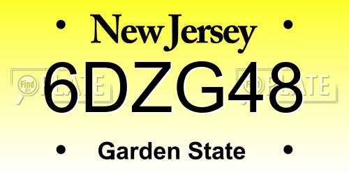 6DZG48 New Jersey License Plate
