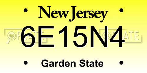 6E15N4 New Jersey License Plate