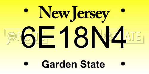 6E18N4 New Jersey License Plate