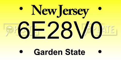 6E28V0 New Jersey License Plate