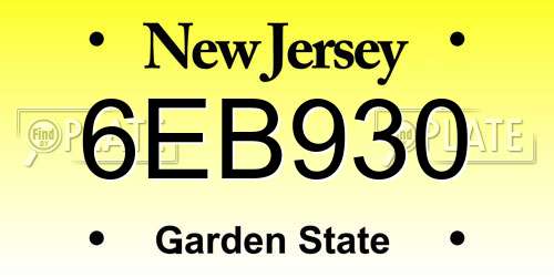 6EB930 New Jersey License Plate
