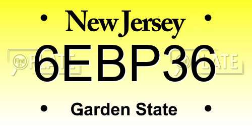 6EBP36 New Jersey License Plate