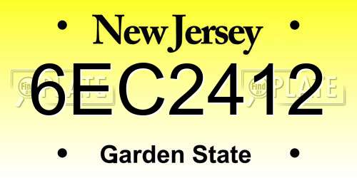 6EC2412 New Jersey License Plate