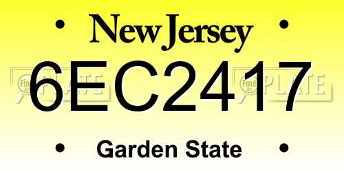 6EC2417 New Jersey License Plate