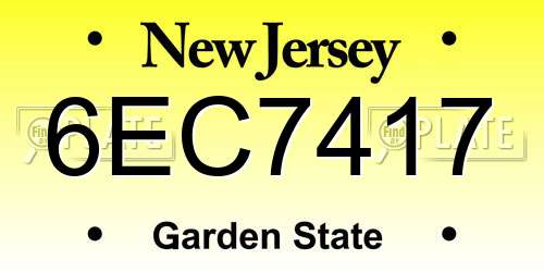 6EC7417 New Jersey License Plate
