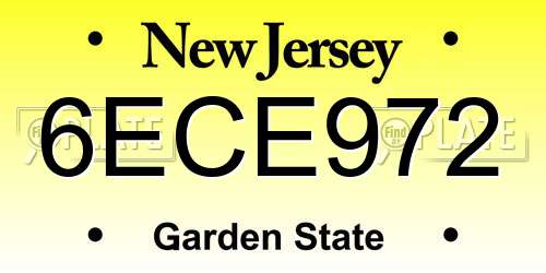 6ECE972 New Jersey License Plate