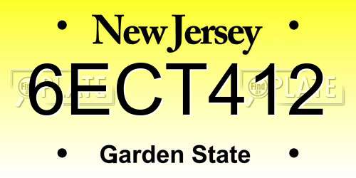 6ECT412 New Jersey License Plate