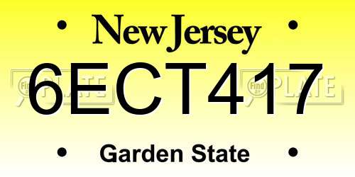 6ECT417 New Jersey License Plate