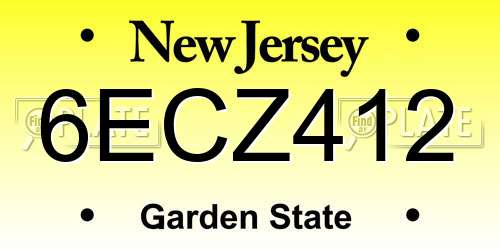 6ECZ412 New Jersey License Plate