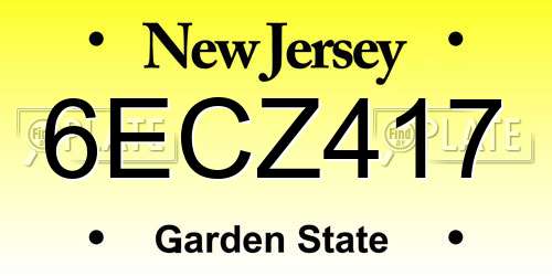 6ECZ417 New Jersey License Plate