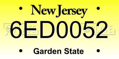 6ED0052 New Jersey License Plate