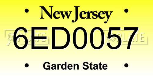 6ED0057 New Jersey License Plate