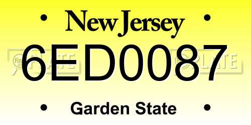 6ED0087 New Jersey License Plate