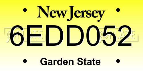 6EDD052 New Jersey License Plate