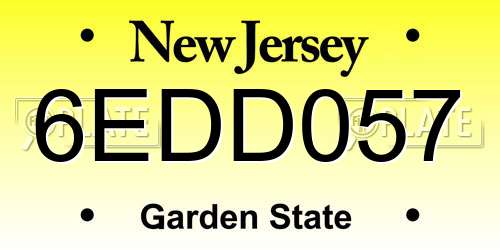 6EDD057 New Jersey License Plate