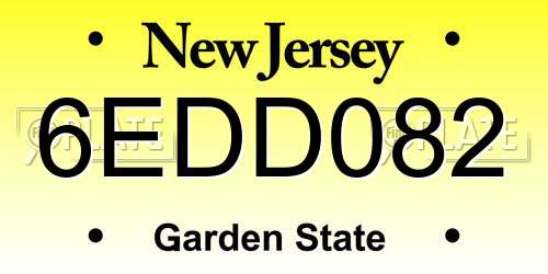 6EDD082 New Jersey License Plate