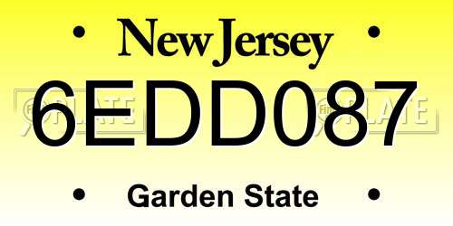 6EDD087 New Jersey License Plate