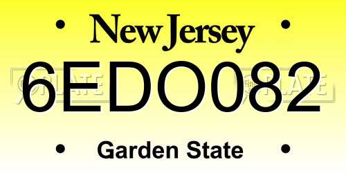6EDO082 New Jersey License Plate