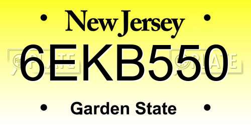 6EKB550 New Jersey License Plate