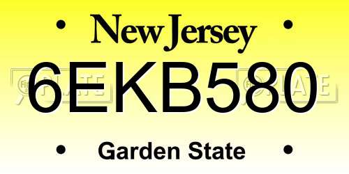 6EKB580 New Jersey License Plate
