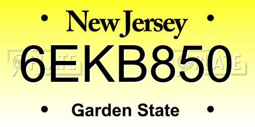 6EKB850 New Jersey License Plate