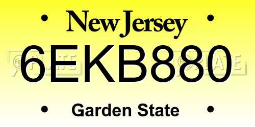6EKB880 New Jersey License Plate