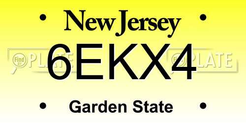 6EKX4 New Jersey License Plate
