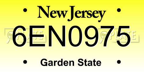 6EN0975 New Jersey License Plate