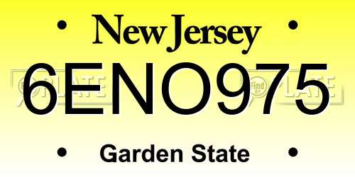 6ENO975 New Jersey License Plate