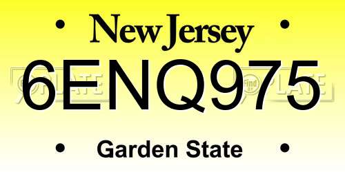 6ENQ975 New Jersey License Plate