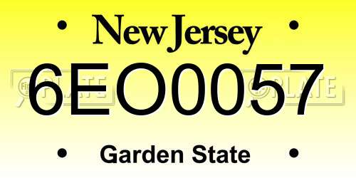 6EO0057 New Jersey License Plate