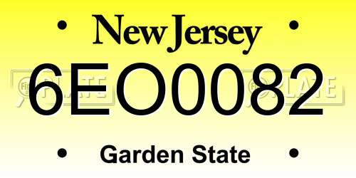 6EO0082 New Jersey License Plate