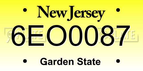 6EO0087 New Jersey License Plate