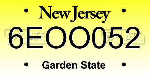 6EOO052 New Jersey License Plate