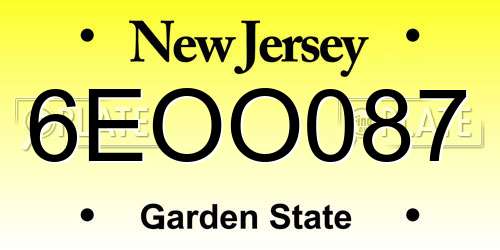 6EOO087 New Jersey License Plate