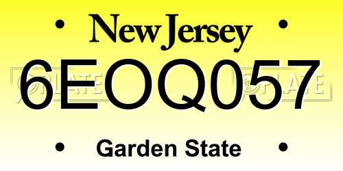 6EOQ057 New Jersey License Plate