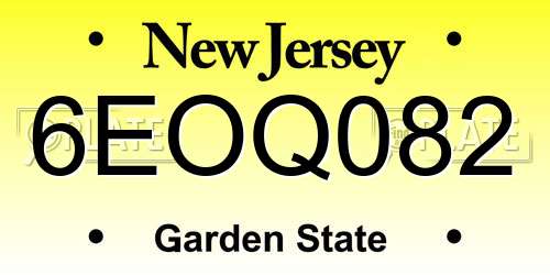 6EOQ082 New Jersey License Plate