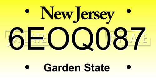 6EOQ087 New Jersey License Plate