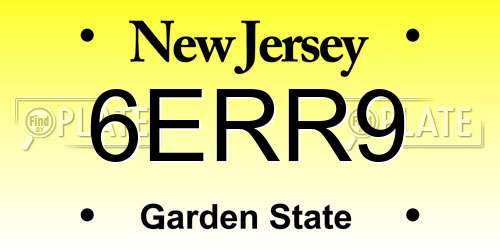 6ERR9 New Jersey License Plate
