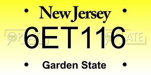 6ET116 New Jersey License Plate