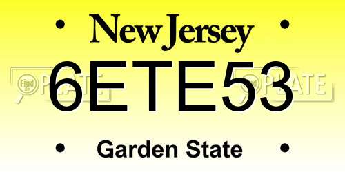 6ETE53 New Jersey License Plate