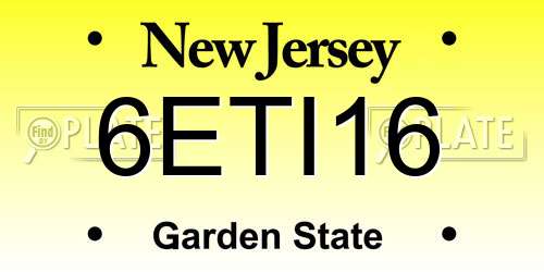 6ETI16 New Jersey License Plate